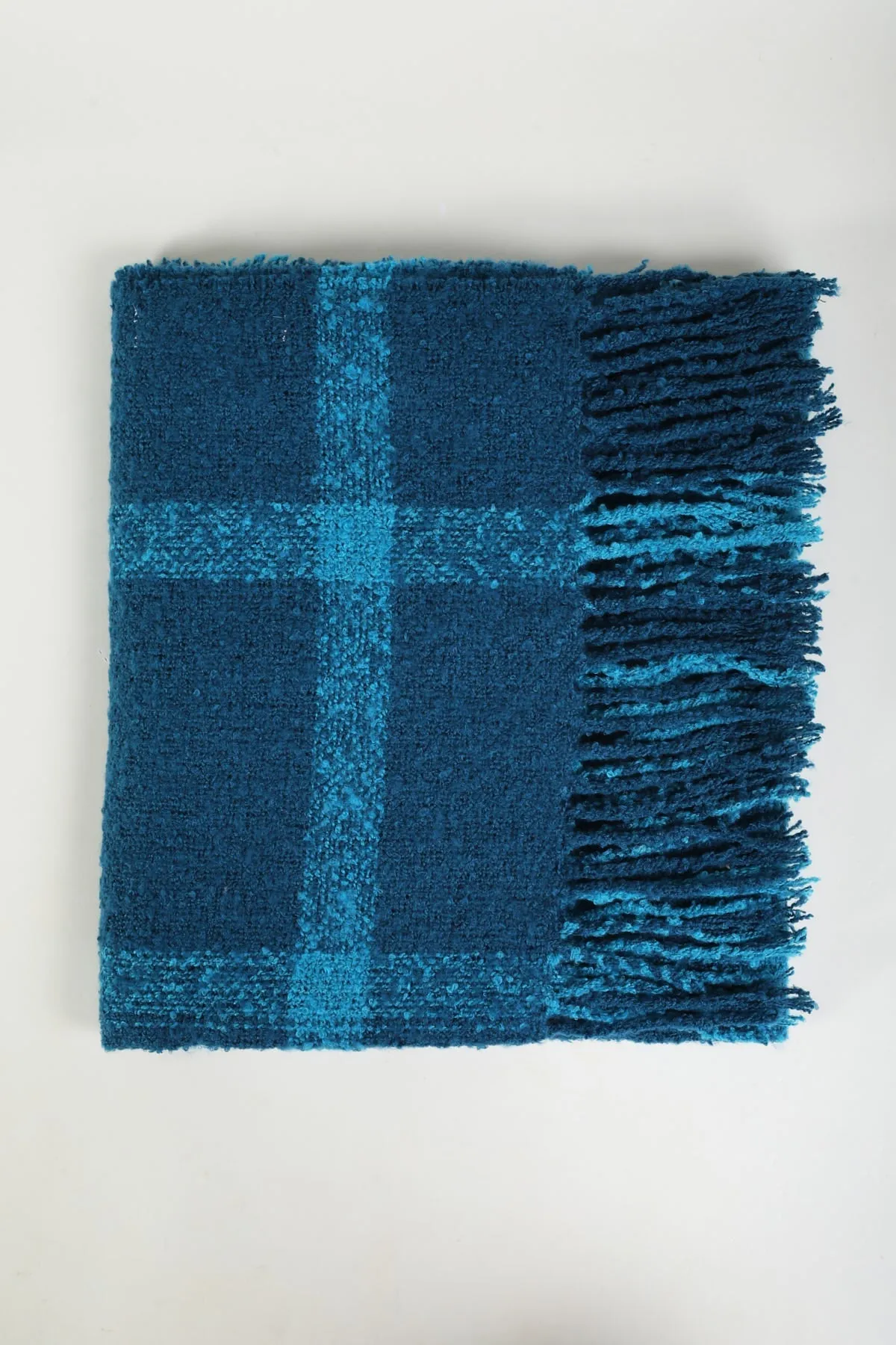 Blue Boucle Check Scarf