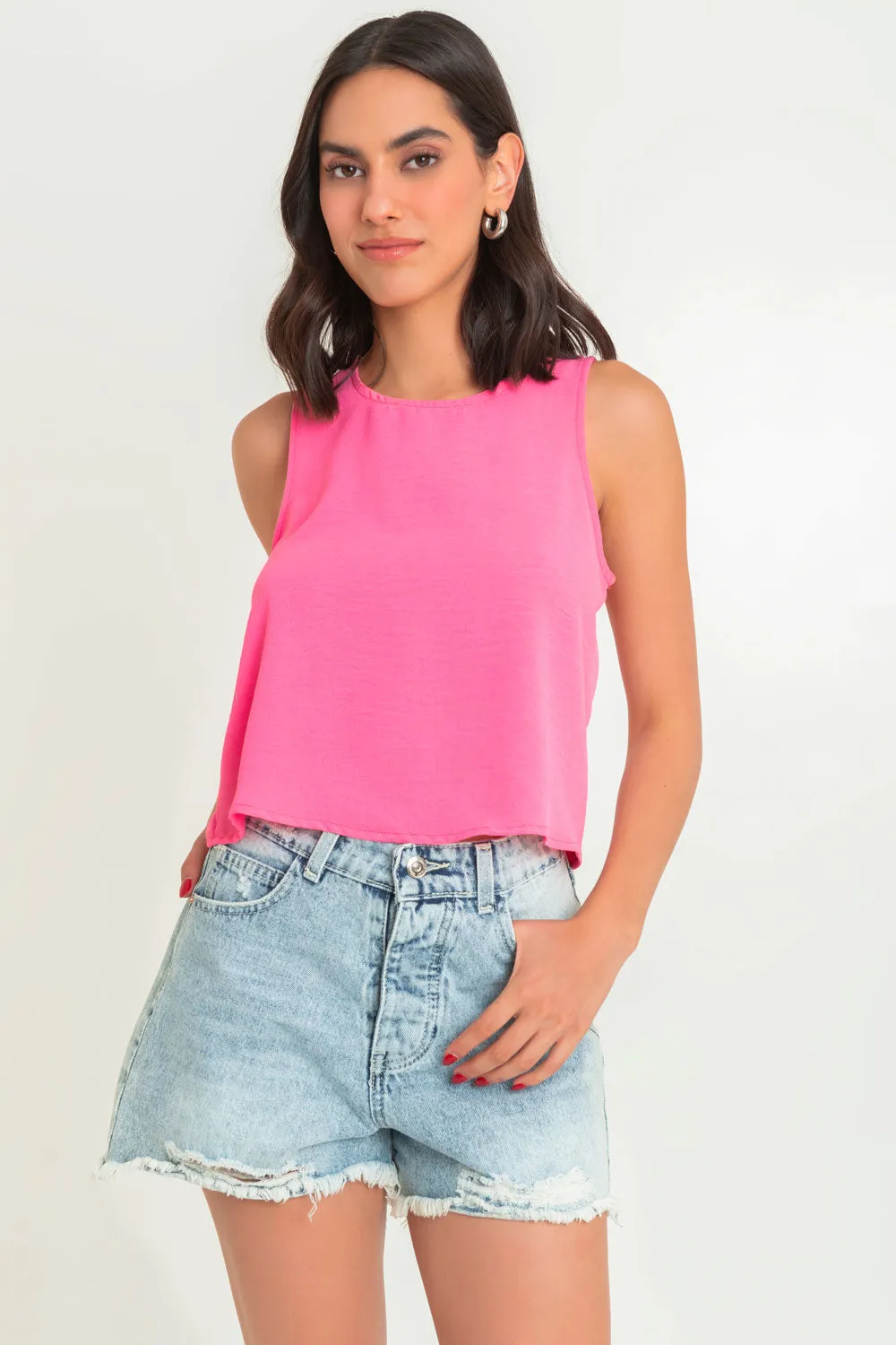 Blusa sin mangas cuello redondo