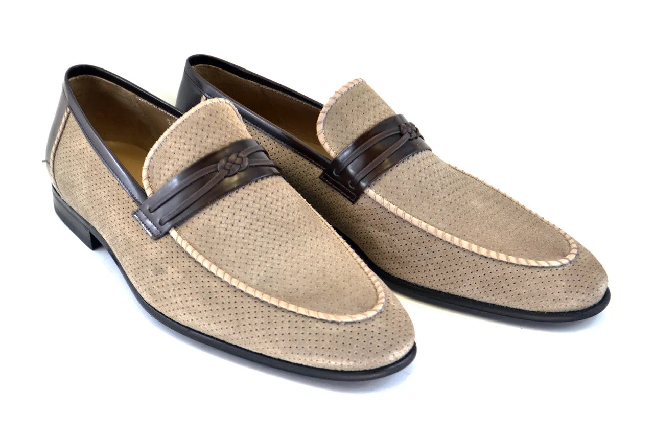 Corrente  Men's Taupe  Suede Calfskin Leather #3417