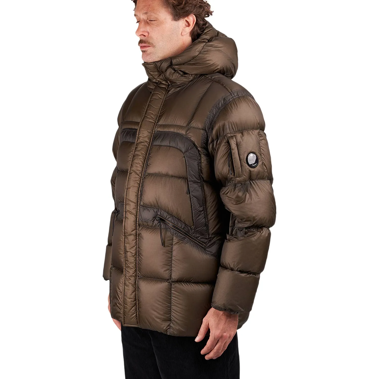 C.P. Company D.D. Shell Hooded Long Down Jacket (Olive)