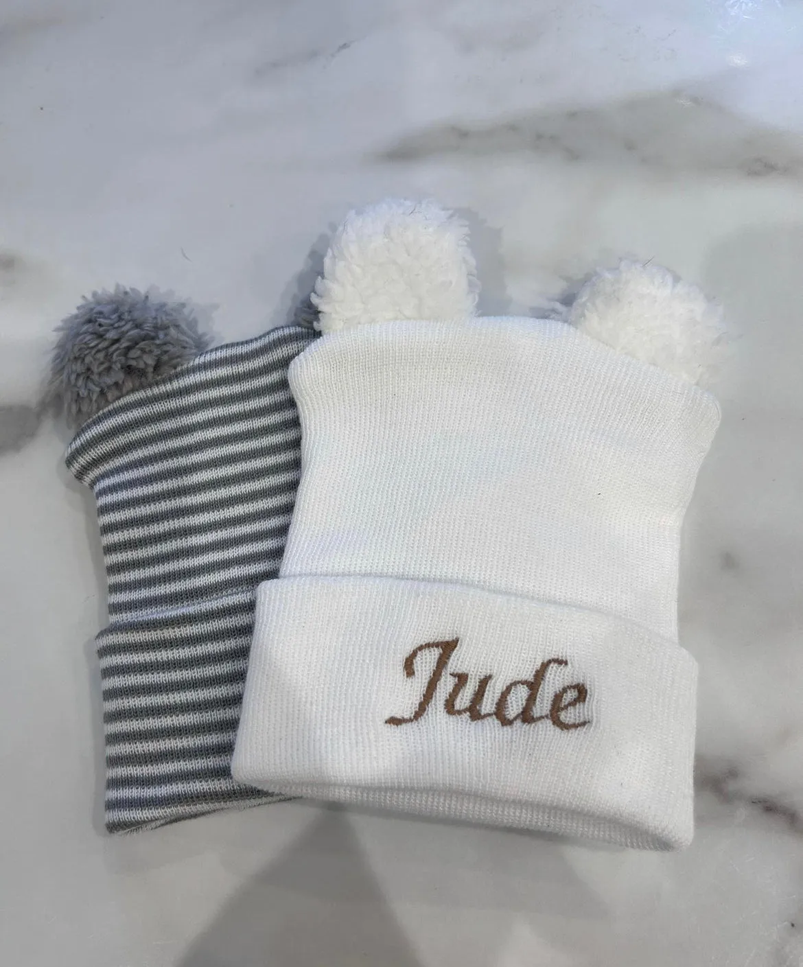 Embroidered Baby Hat with Bobbles
