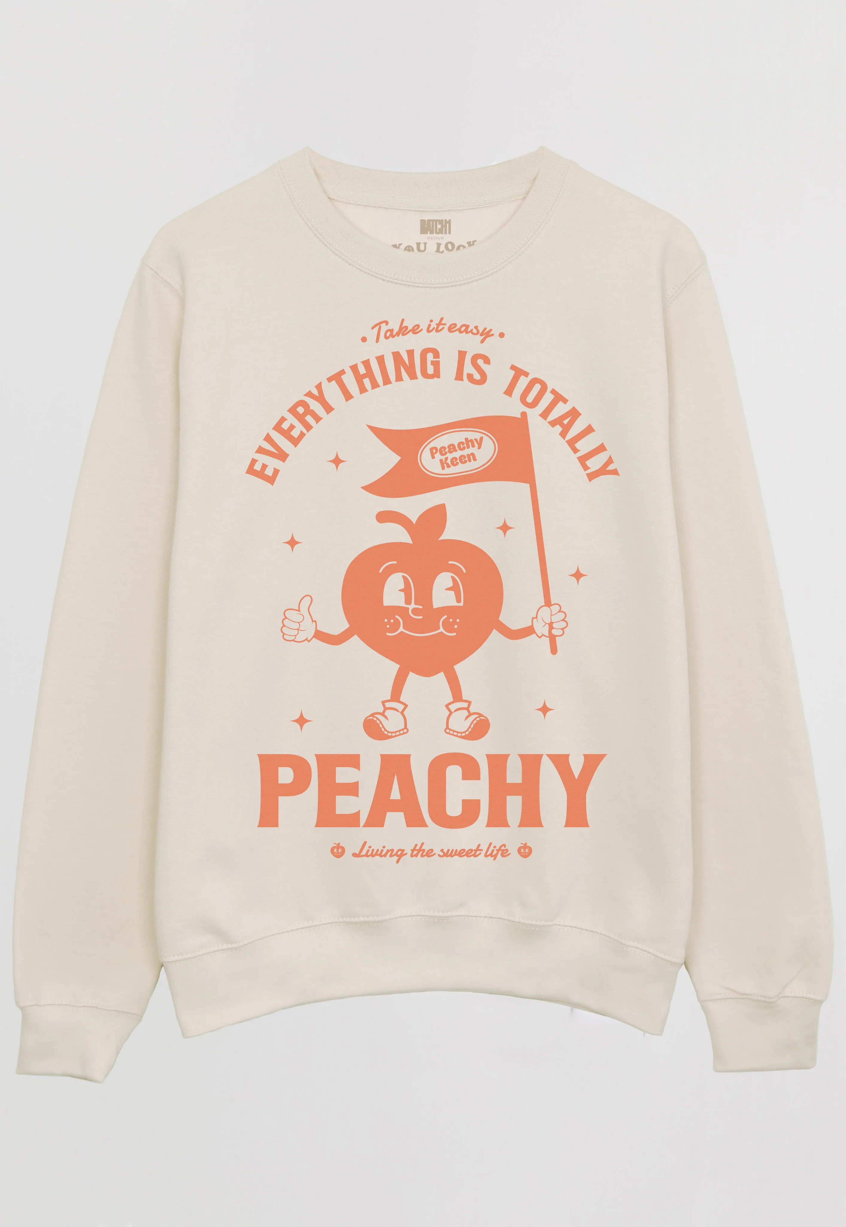 Everything Is Peachy Graphic Sweatshirt In Vanilla