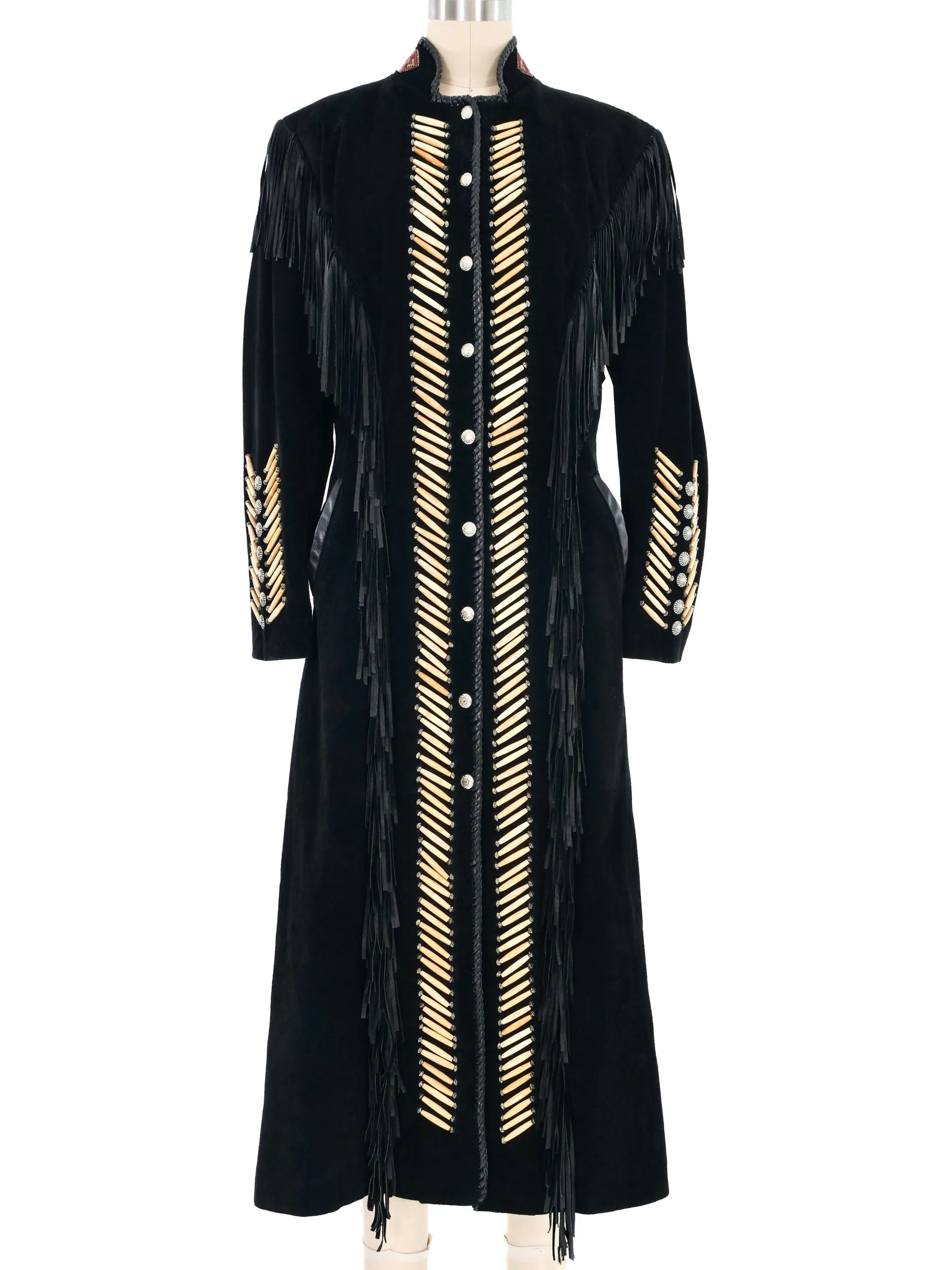 Fringed Suede Maxi Western Jacket