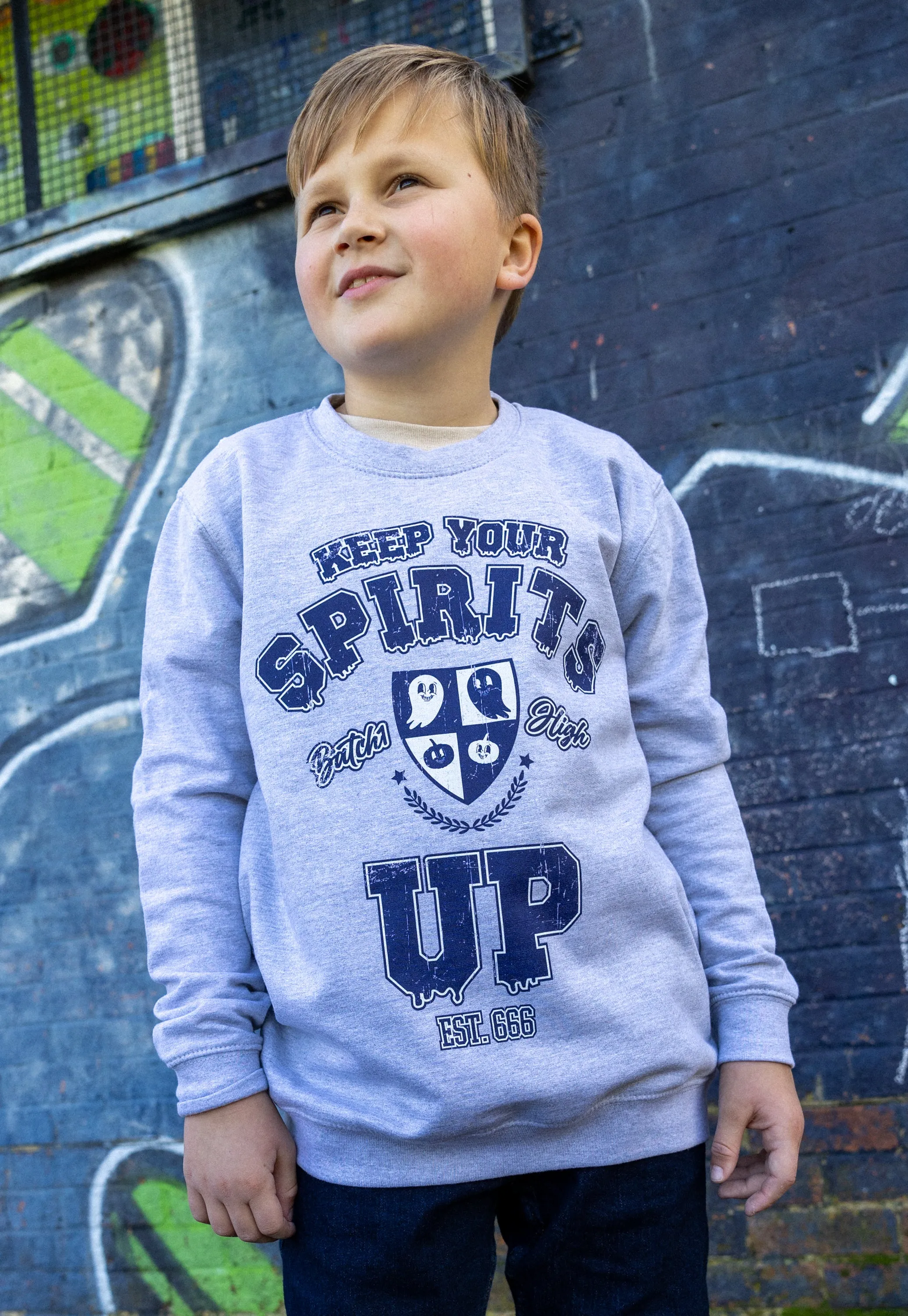 Keep Your Spirits Up Boys' Slogan Sweatshirt