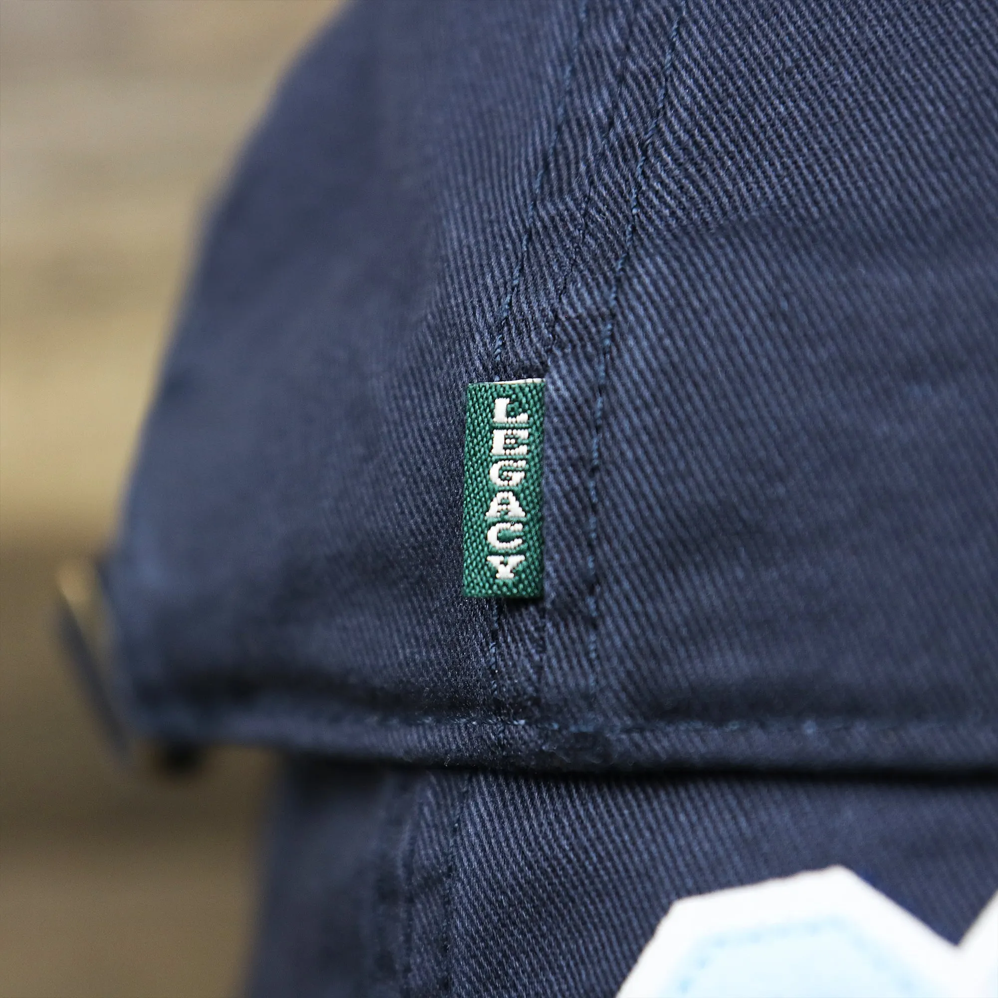 Light Blue OCNJ Wordmark White Outline Dad Hat | Navy Blue Dad Hat
