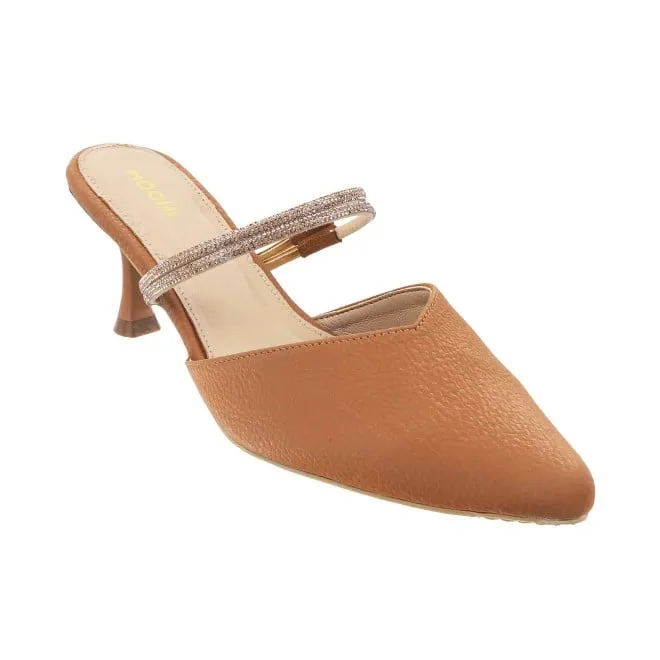 Mochi Women Tan Formal Slip Ons