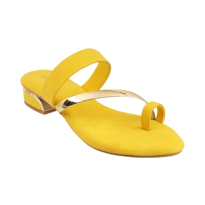 Mochi Women Yellow Casual Slip Ons