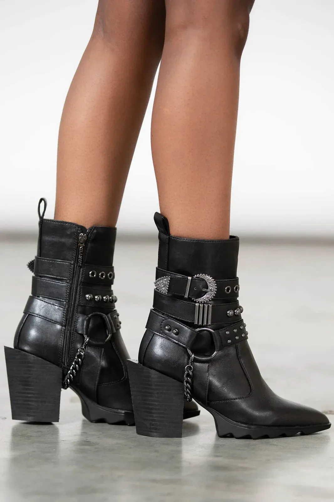 Onyx Stud & Buckle Boots