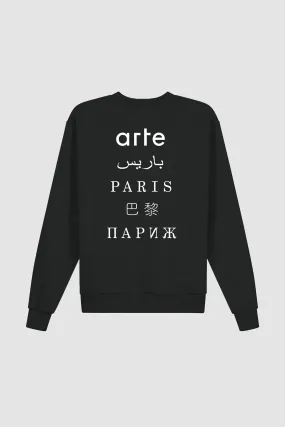 Paris Back Print Crewneck - Black