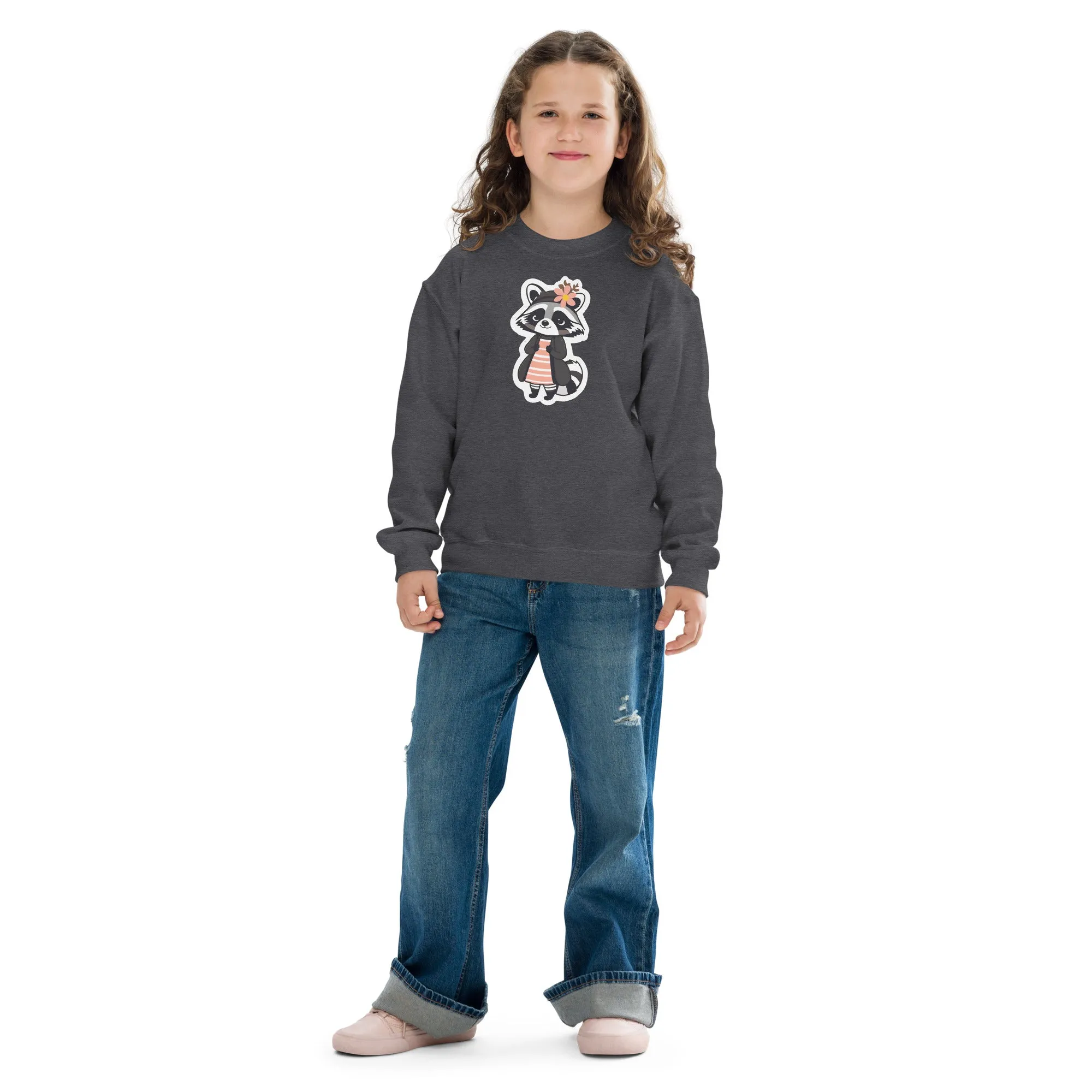 Raccoon Girl Youth Crewneck Sweatshirt