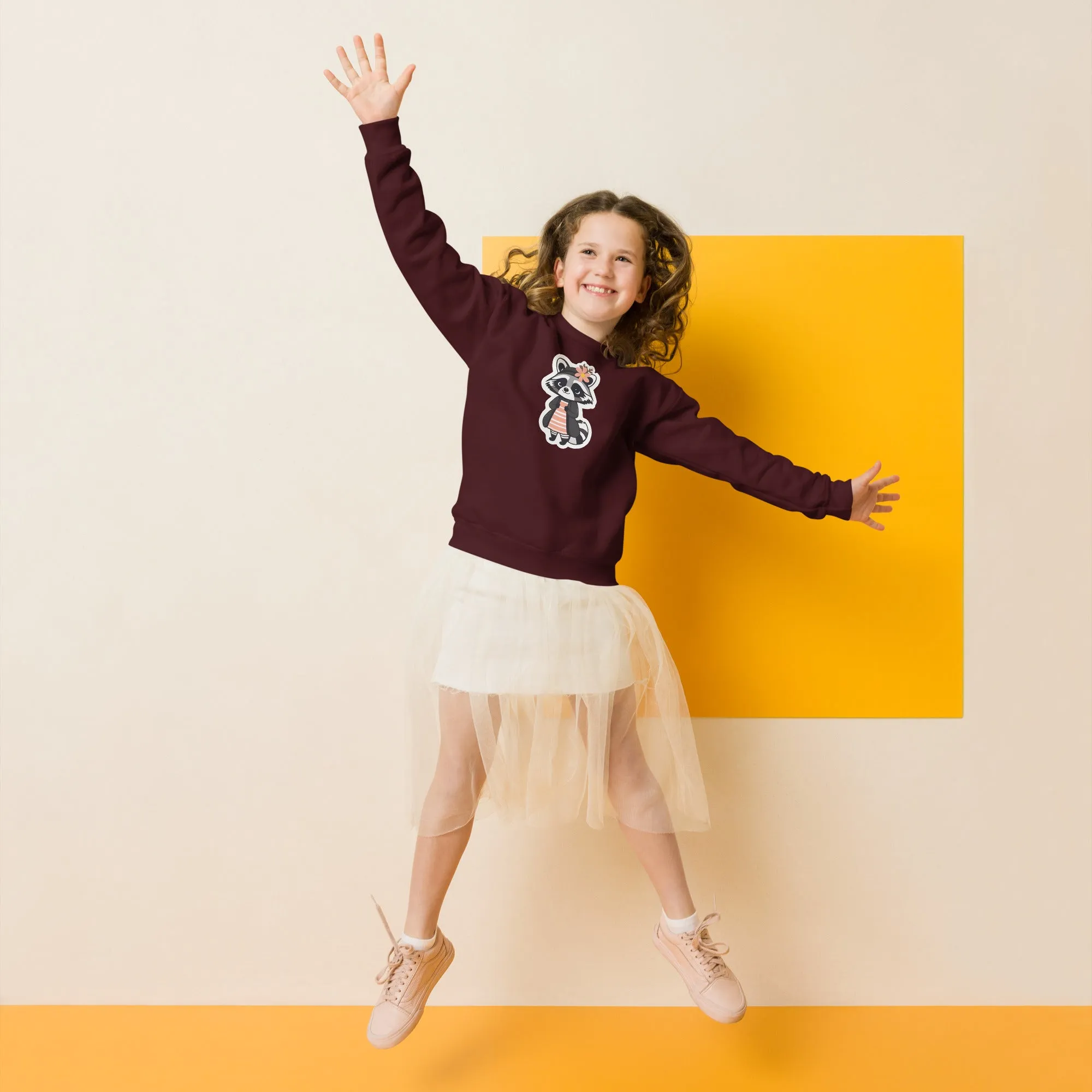 Raccoon Girl Youth Crewneck Sweatshirt