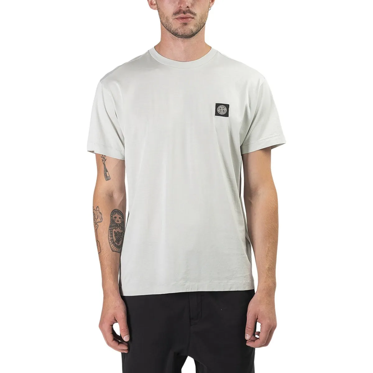 Stone Island Small Logo Patch T-Shirt (Light Grey)