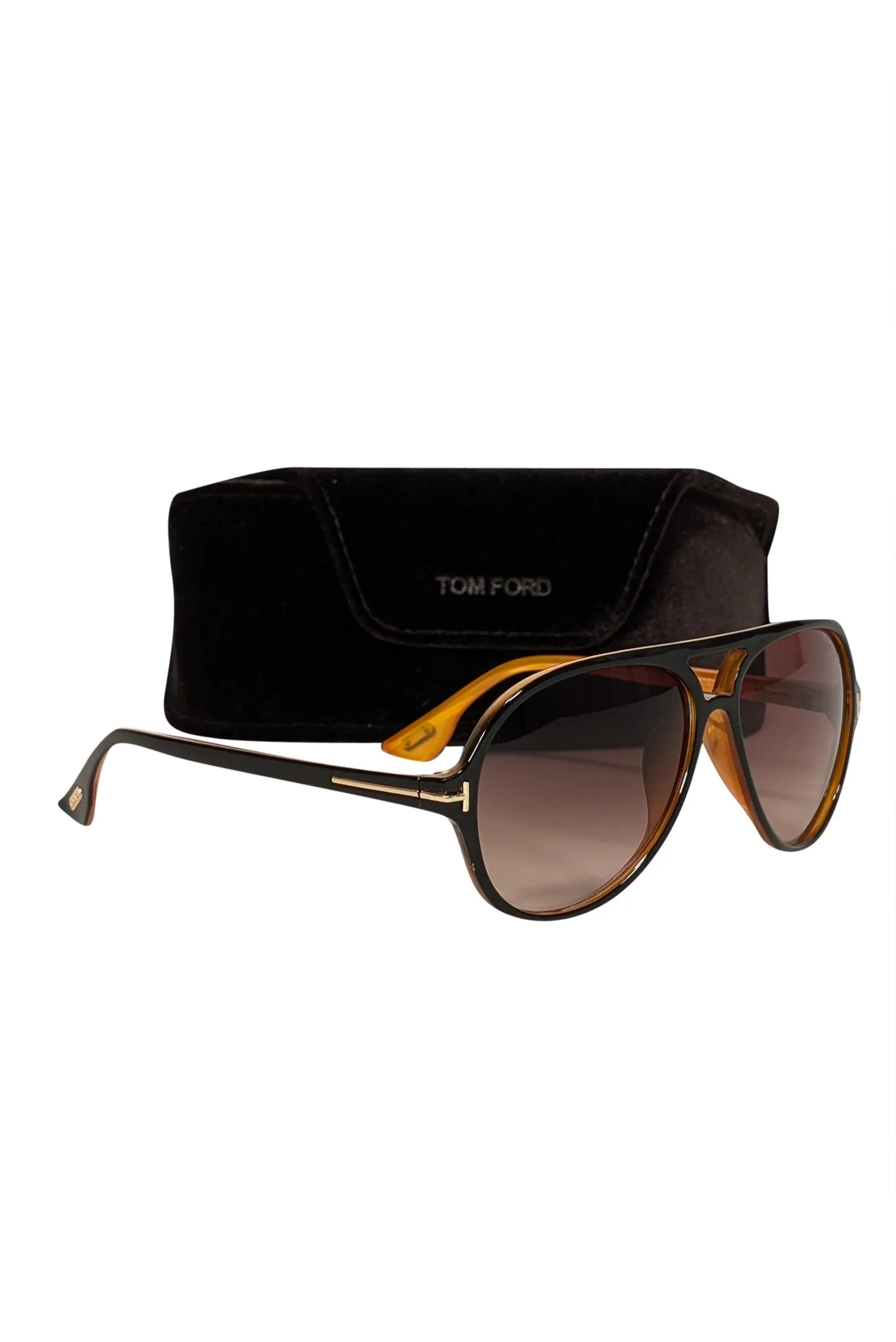 Tom Ford - Brown & Orange Aviator Sunglasses