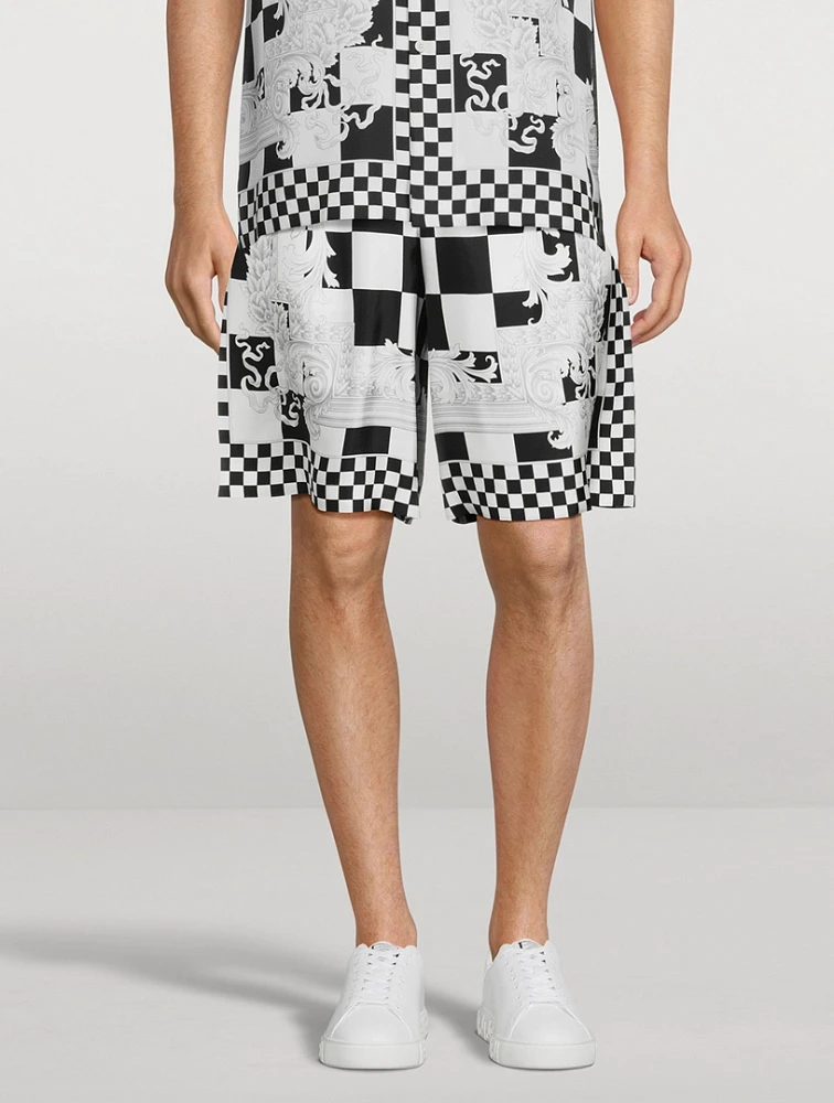 VERSACE Contrasto Medusa Silk Shorts