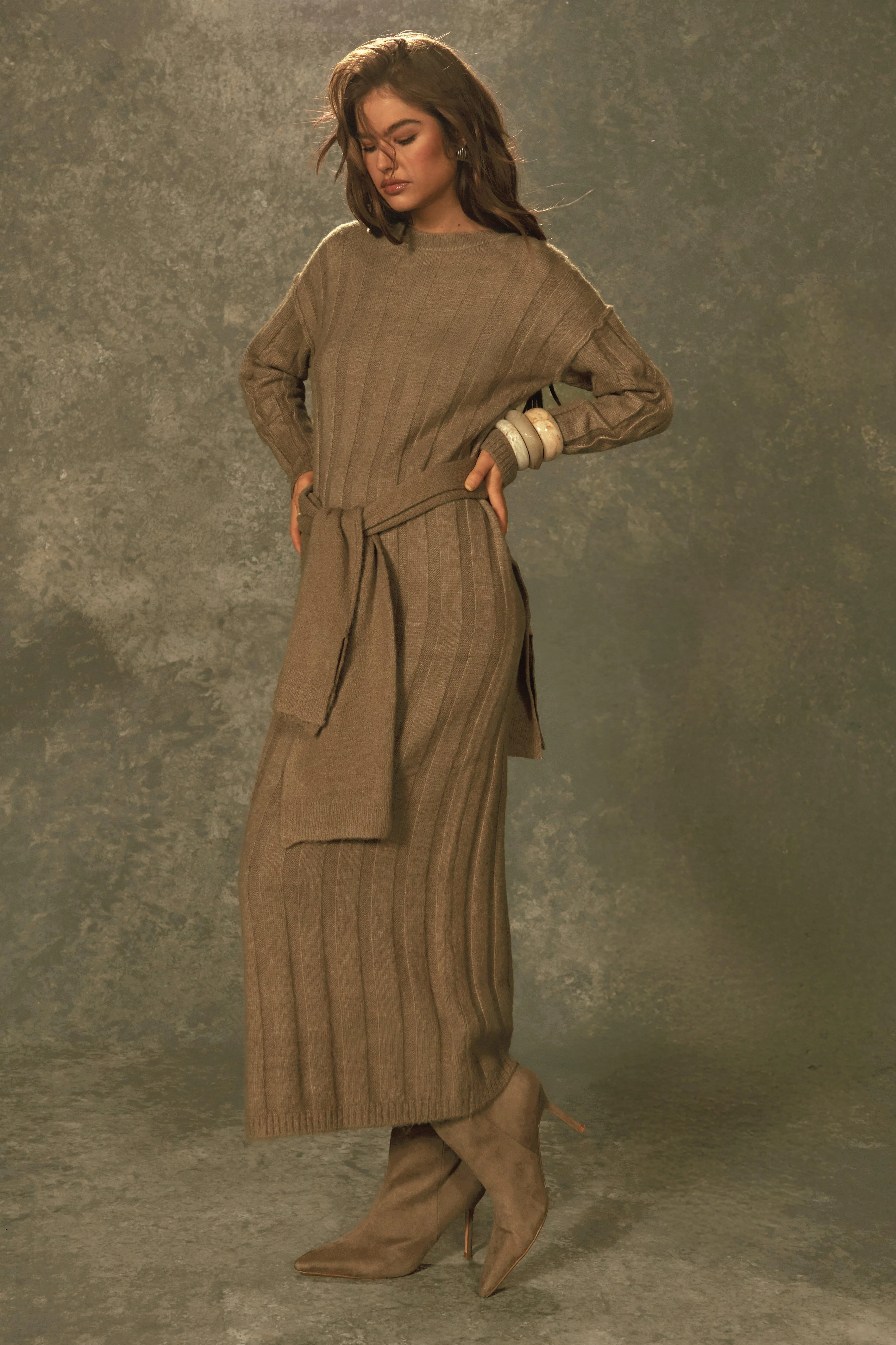 Wide Soft Rib Knitted Maxi Dress